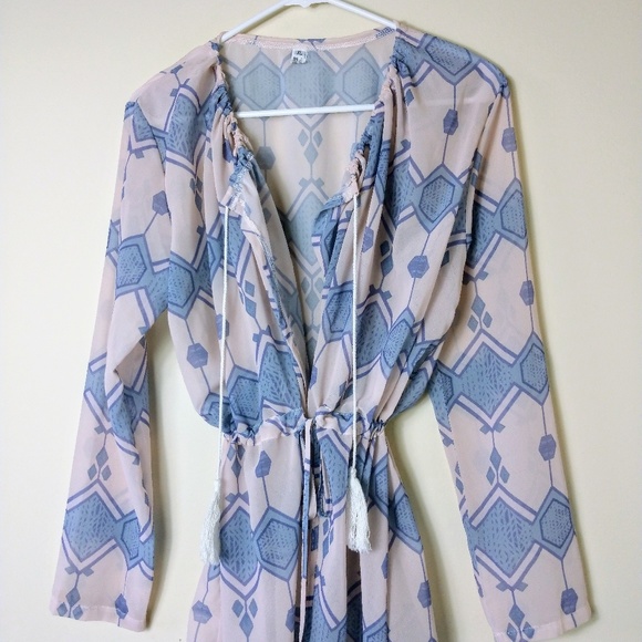 Geometric Print Kimono/Cover Up Blouse Size XL - Picture 4 of 7